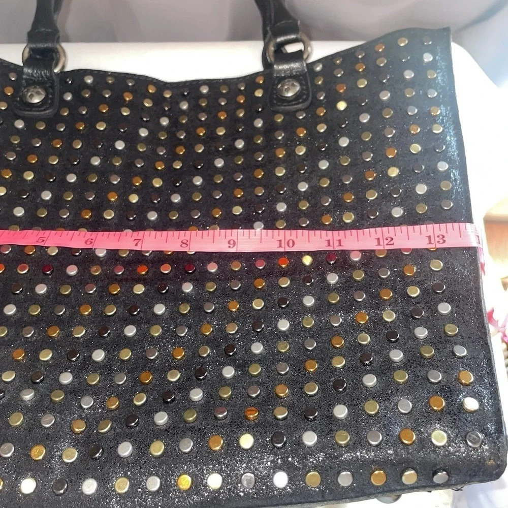 Patricia Nash Zancona Leather Black Studded Large Tote Purse Handbag NWT $249